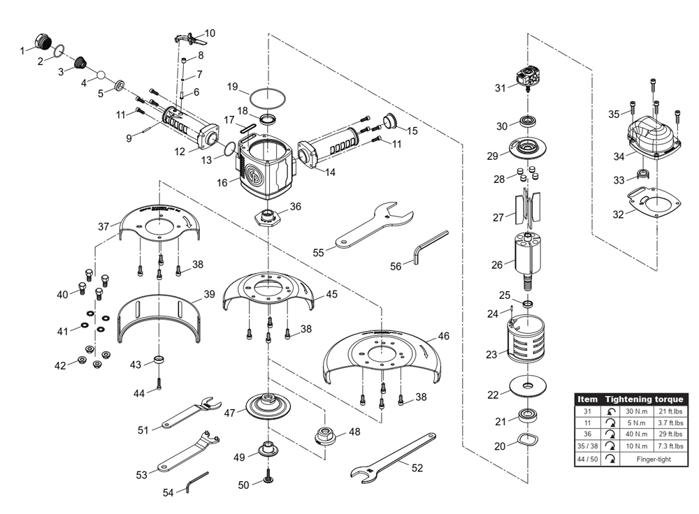 Fig-0 Diagram and Parts List for CP3340-SALAVAD  Chicago Pneumatic Grinder